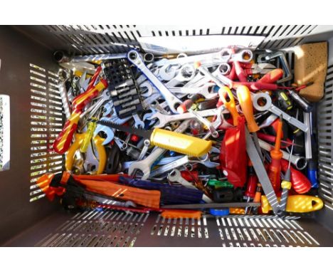 A collection of mainly unused hand tools including screwdrivers, spanners, pliers, etc (1 tray) 