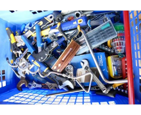 A collection of mainly unused hand tools including screwdrivers, spanners, pliers, etc (1 tray) 