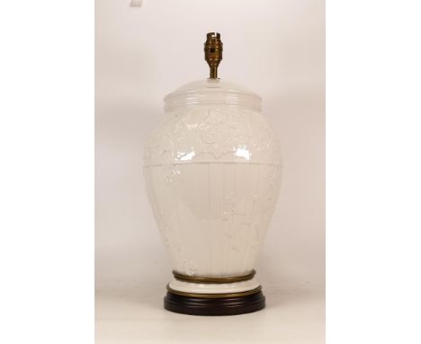 Large Modern Wedgwood Embossed Ivy pattern Lamp base, height 45cm 
