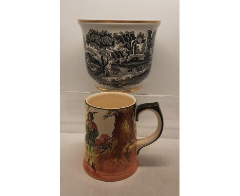 A copelands spode planter together with a Royal Doulton 'The Greenwood' tankard D6341 (2)