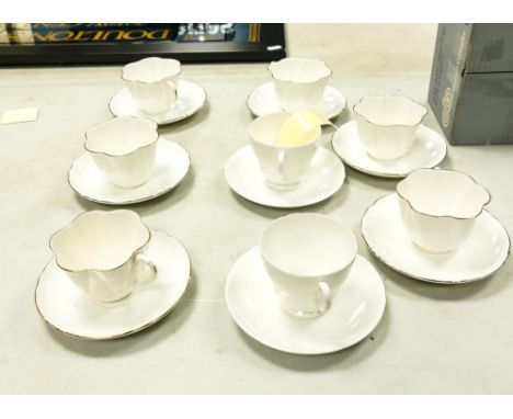Six Shelley Dainty White Cups &amp; Saucers with two similar items 