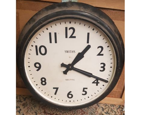 Vintage Smiths Sectric steel wall clock, c1930s, this clock originally came from the offices of Hem Heath colliery, d.61cm. M