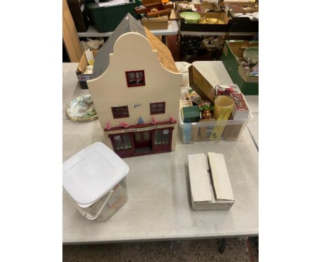 Vintage Village Post Office Dolls House from the Dolls House emporium together with 2 boxes of Dolls house Accessories / furn
