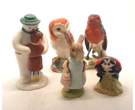 A mixed collection of items to include Royal Albert Beatrix Potter Figure Mother Lady Bird, Beswick Mrs Flopsy Bunny, Royal D