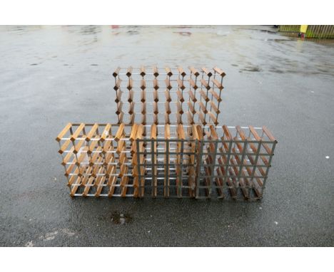 Four Vintage Wooden Framed Wine Racks, largets 79 x 88cm(7) 