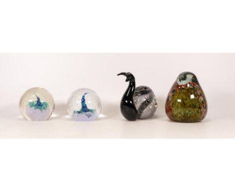 Four hand made glass paperweights, including Mdina&nbsp; Glass and Caithness.