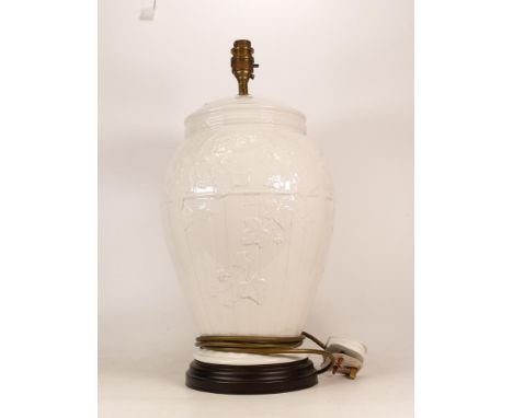 Large Modern Wedgwood Embossed Ivy pattern Lamp base, height 45cm 