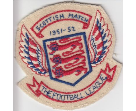 FOOTBALL LEAGUE SHIRT BADGE    Football League shirt badge for the game v The Scottish League (embroidered as "Scottish Match