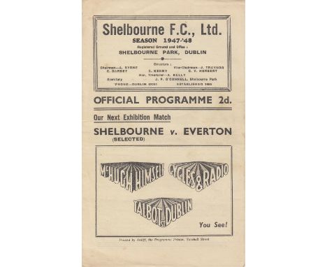SHELBOURNE - MAN UTD 48   Shelbourne FC six page gatefold programme, May 48, v Manchester United who had recently won the FA 