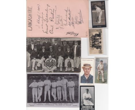 LANCASHIRE CCC      Two black & white team group postcards, Lancashire Professionals, The Champion Team 1904 issued by Hawkin