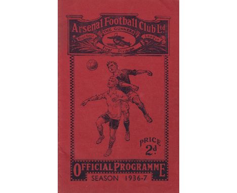 ARSENAL - MAN UTD 1937   Arsenal home programme v Manchester United 6/2/1937, slight fold, light pencil score noted.  Good
