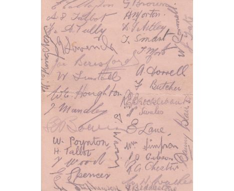 ASTON VILLA 1931-32     Autograph album page signed by the complete playing staff of 33 players including Beresford, Houghton