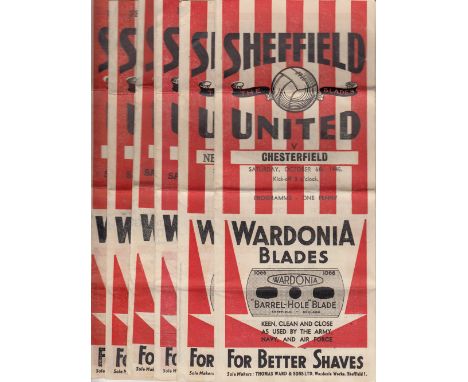 SHEFFIELD UTD 45-46  Eight Sheffield United home programmes, 45/46, v Chesterfield, Newcastle, Barnsley, Bolton, Stoke (Leagu