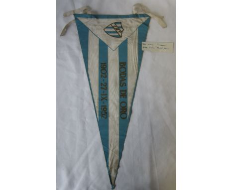 PENNANT 1952  Large presentation pennant from Club Athletico Tucaman with inscription Bodas de Oro 1902- 27-IX - 1952 produce