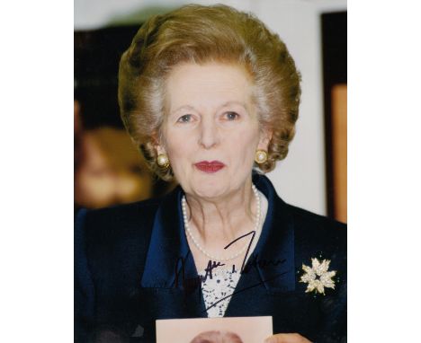 MARGARET THATCHER AUTOGRAPH      A 10" x 8" colour portrait photograph hand signed in black marker pen by the former Prime Mi