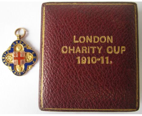 LONDON CHARITY CUP MEDAL 1910-11   Gold and enamel hallmarked medal awarded to George Shipley in 1910-11 for playing for Dulw