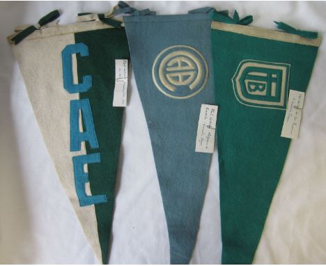 PENNANTS - ARGENTINA   Three large presentation pennants from the collection of referee J.E. Meade who would have officiated 
