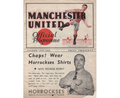 MANCHESTER UNITED - NEWCASTLE 1935   Manchester United home programme v Newcastle, 2/3/1935, slight fold, very minor ageing. 