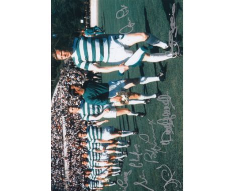 SIGNED - CELTIC 1967       Col 12” x 8” photo, showing Celtic players taking to the pitch prior to the 1967 European Cup Fina