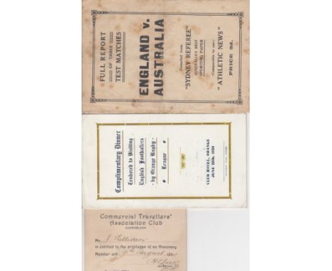 RUGBY LEAGUE - JIM SULLIVAN  1924  Three items previously the property of Jim Sullivan, Rugby League legend who played for En