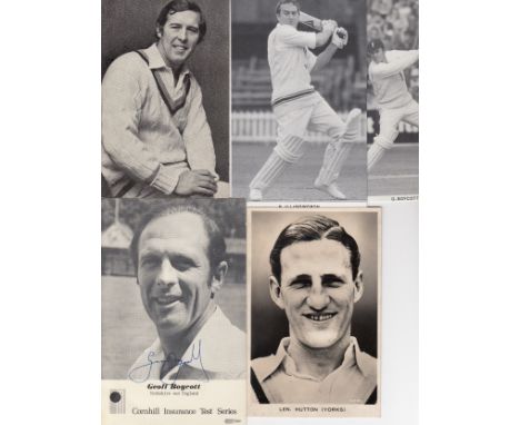 YORKSHIRE CRICKET   Five postcards of Yorkshire players 2 x Boycott (one signed), Illingworth, John Hampshire and Len Hutton.