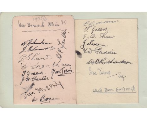 WEST BROM 1935-36   Autograph album page signed by 17 West Brom players 1935-36 including 9 players who appeared for Albion i