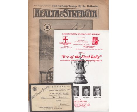 EVERTON      Small miscellany including Health & Strength magazine 16/4/1910 including a page on The Story of Everton, Progra