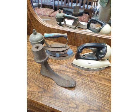 2 Vintage Steam irons shoe last. 