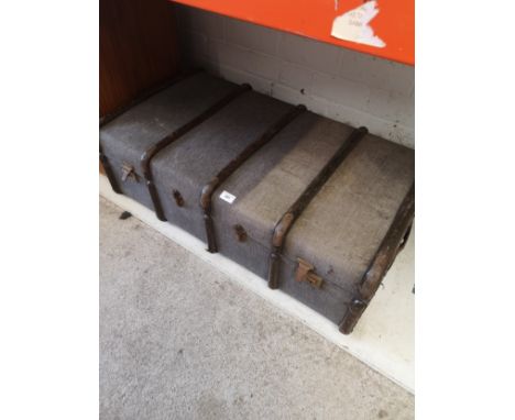 Vintage Trunk with wooden bounding . 