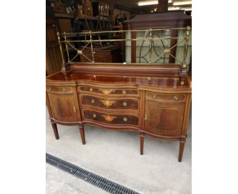 Beautiful Large Georgian Breakfast buffet Cabinet with brass topped fixings . 7ft in length . 