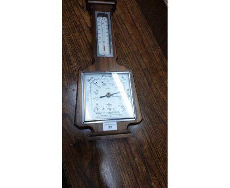 Oak Cased Art Deco Style Barometer Thermometer By SB. 