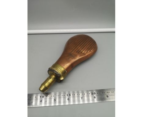 Antique sykes copper gun powder flask. 