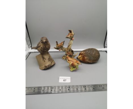 Lot of collectables to include Royal Worcester wren figure , Poole pottery bird study etc . 