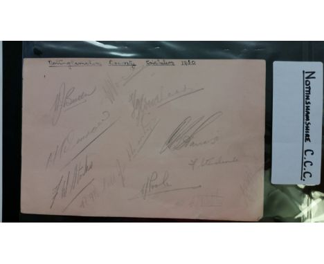 CRICKET, signed album page by Nottinghamshire 1950, twelve signatures inc. Butler, Voce, Hardstaff &amp; Poole (all England),