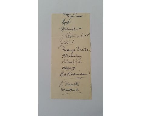 CRICKET, autographs, 'Milnrow C.C. (Lancashire League)' 1946. Album page fragment very nicely signed in ink by eleven players