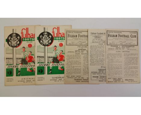 FOOTBALL, Fulham home programmes, 1945-50, inc. Arsenal (2), Tottenham Hotspur, Newcastle, QPR, Bradford, Sheffield Wednesday
