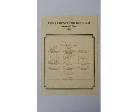 CRICKET, autographs, Essex C.C.C. NatWest Trophy winners 1997. Official autograph sheet signed by fifteen Essex players, incl