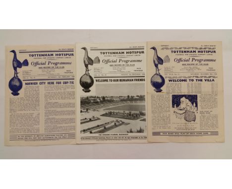 FOOTBALL, Tottenham Hotspur home programmes, 1946-1958, inc. RC Paris, Burnley, Blackpool, Sunderland, Wolves, Aston Villa, B