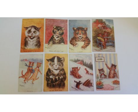 CATS, postcards by Louis Wain, all by Faulkner, inc. Throw Physics to the Dogs, Down with Mice, I Won't, Med Were Deceivers E
