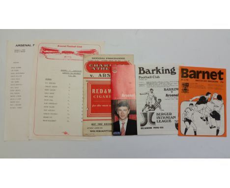 FOOTBALL, Arsenal selection, inc. Away programmes, v Barnet 1986, Bristol Rovers 1967, Kettering Town 1974, Portsmouth, Wolve