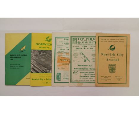 FOOTBALL, Norwich City home programmes, 1952-59, inc. Arsenal, Northampton Town, Gillingham, Tottenham, with club handbook 19