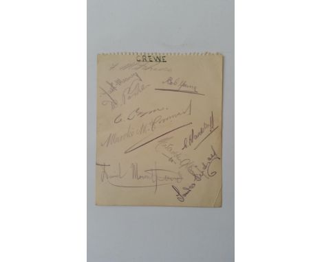 FOOTBALL, autographs, Crewe Alexandra F.C. c.1948/49. Album page signed in pencil by ten Crewe Alexandra players. Signatures 