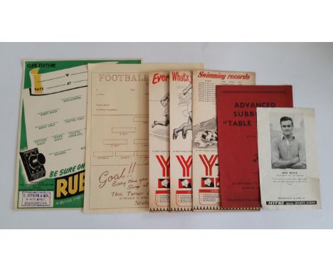 MIXED SPORT, selection, inc. football, Subbuteo rules 1953, teamsheets (6), advertising leaflets (2), Puma &amp; Mitre (ft. D