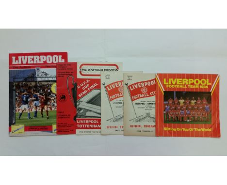 FOOTBALL, Liverpool home programmes, 1948-89, inc. Middlesbrough, Barnsley, Leyton Orient, Tottenham Hotspur (EUFA Cup semi-f