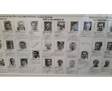 CRICKET, programme, 10th Callers-Pegasus Cricket Festival, with England XI, Rest of World, England All Time Greats, 34 signat