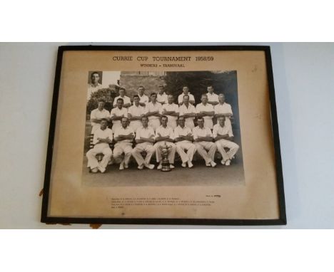 CRICKET, Transvaal 1958-59 'Currie Cup Tournament Winners'. Official photograph of the Transvaal team seated and standing in 