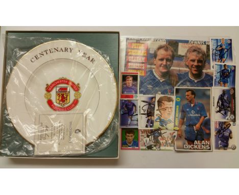 FOOTBALL, selection, inc. Manchester United Centenary 1978 ceramic plate by Wedgwood, LE96/750, in original box; Chelsea, sig