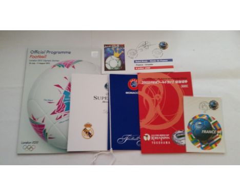 FOOTBALL, selection, inc. 2012 Olympics football programmes; menus, 1998 Chelsea v Real Madrid (Super Cup), Gala (Monaco), pr