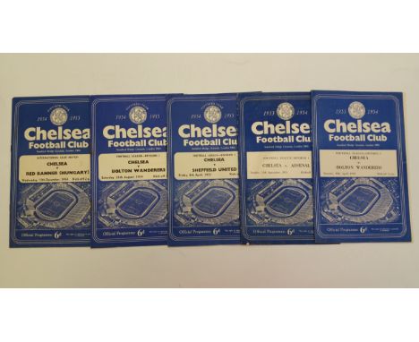 FOOTBALL, Chelsea home programmes, 1953-55, inc. Arsenal, Bolton (2), Huddersfield, Manchester City, Tottenham Hotspur, Sunde