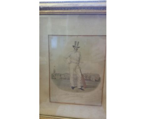 CRICKET, print by John Corbet Anderson, George Leopold, overmounted (showing 7 x 9), gilded frame, 14 x 16 overall, some gild